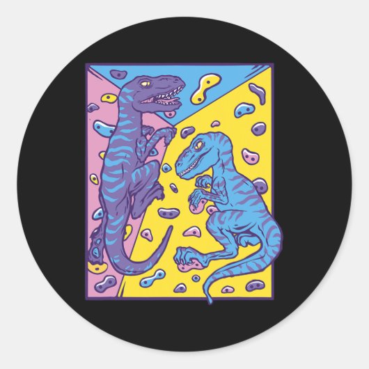 Dinosaur T-rex Bouldering And Rock Climbing Runder Aufkleber (Vorderseite)