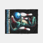 Dinosaur T-rex Bowling Graphic Funny Dino Bowler K Fleecedecke (Vorderseite (Horizontal))