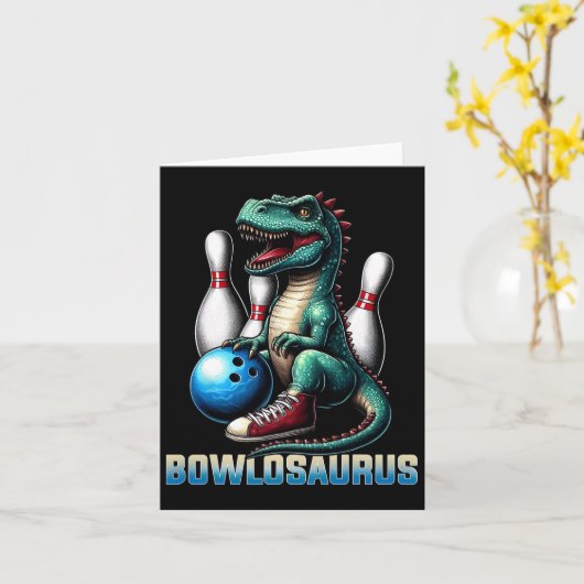 Dinosaur T-rex Bowling Graphic Funny Dino Bowler K Karte (Gelbe Blume)