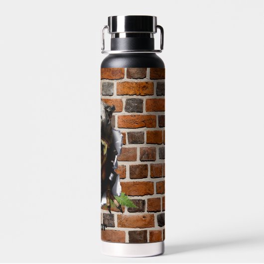 Dinosaur T-Rex Bucking Out Personalize Name Trinkflasche (Rückseite)