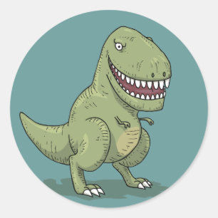 Dinosaur T Rex Cartoon Runder Aufkleber