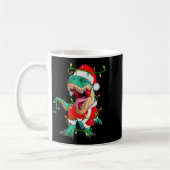 Dinosaur T-rex Christmas Lights Funny Santa Cute A Kaffeetasse (Links)