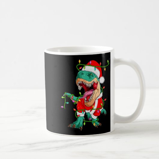 Dinosaur T-rex Christmas Lights Funny Santa Cute A Kaffeetasse (Rechts)