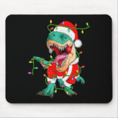 Dinosaur T-rex Christmas Lights Funny Santa Cute A Mousepad (Vorne)