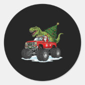 Dinosaur T Rex Christmas Santa Boys Men Girls Xmas Runder Aufkleber (Vorderseite)