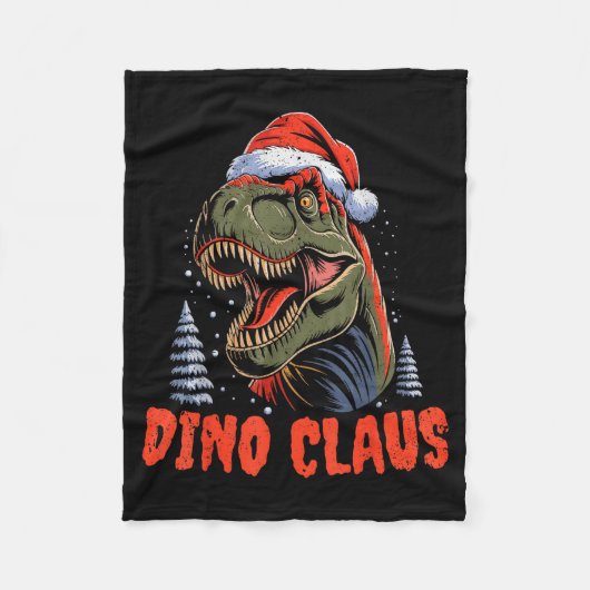Dinosaur T-rex Christmas Tree Dino Claus Pajamas X Fleecedecke (Vorderseite)
