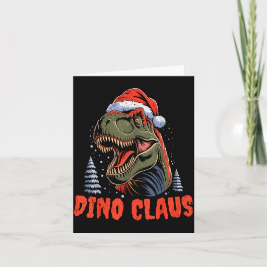 Dinosaur T-rex Christmas Tree Dino Claus Pajamas X Karte (Vorderseite)