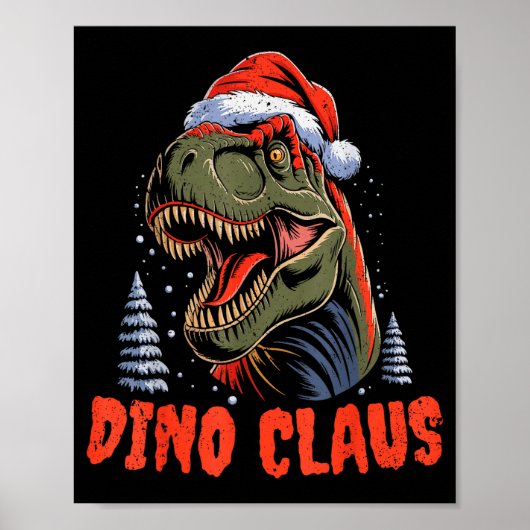 Dinosaur T-rex Christmas Tree Dino Claus Pajamas X Poster (Vorne)