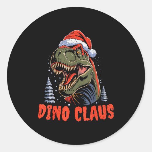 Dinosaur T-rex Christmas Tree Dino Claus Pajamas X Runder Aufkleber (Vorderseite)