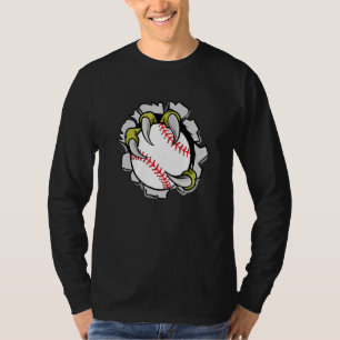 Dinosaur T-Rex Claws Holding Baseball Game Softbal T-Shirt