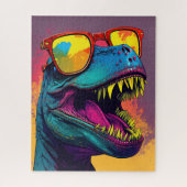 Dinosaur T Rex Cool Orange Blue Puzzle (Vertikal)