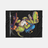 Dinosaur T Rex Cool Skateboard fahrender Dinosaur  Fleecedecke (Vorderseite (Horizontal))