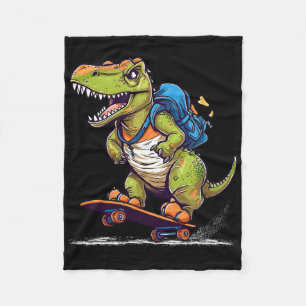 Dinosaur T Rex Cool Skateboard fahrender Dinosaur  Fleecedecke