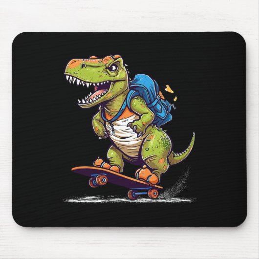Dinosaur T Rex Cool Skateboard fahrender Dinosaur  Mousepad (Vorne)