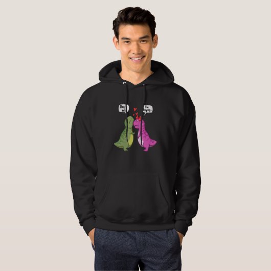 Dinosaur T Rex Couple Hug Me Funny Valentines Day Hoodie (Vorne ganz)