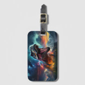 Dinosaur T-Rex Dino Stormy Mountains Gepäckanhänger (Vorderseite Vertikal)