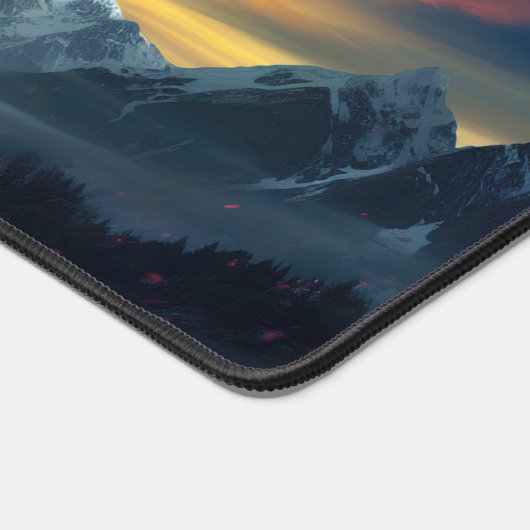 Dinosaur T-Rex Dino Stormy Mountains Schreibtischunterlage (Ecke)