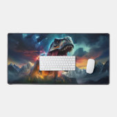 Dinosaur T-Rex Dino Stormy Mountains Schreibtischunterlage (Tastatur & Maus)