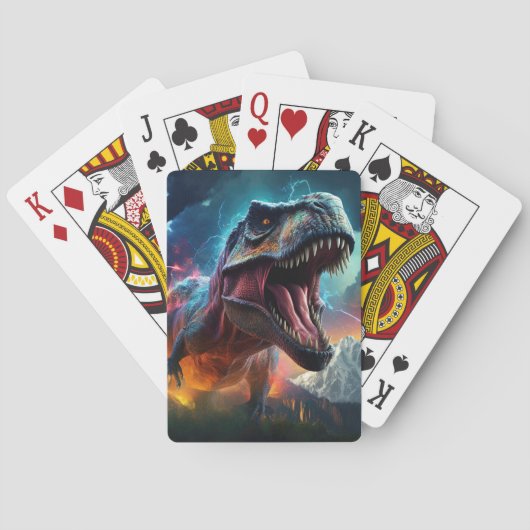 Dinosaur T-Rex Dino Stormy Mountains Spielkarten (Rückseite)
