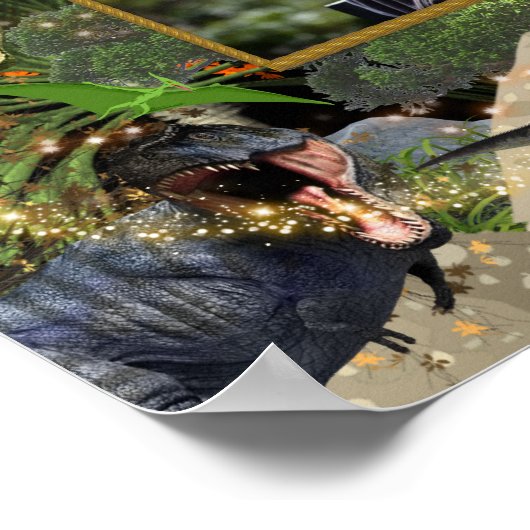 Dinosaur T-rex DIY Foto Jungs Flammen Poster (Ecke)