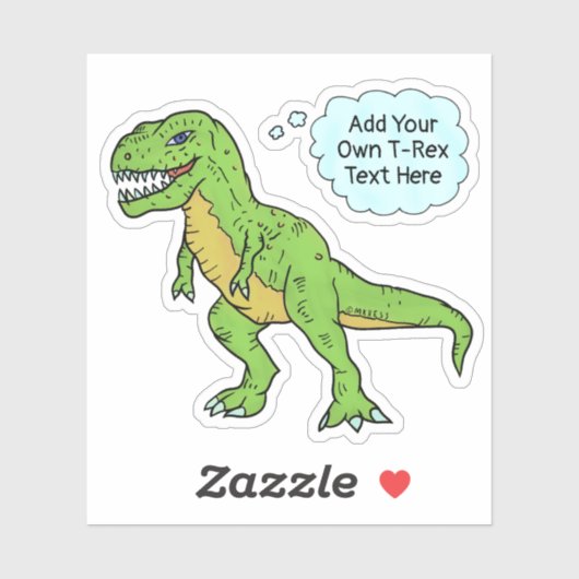 Dinosaur T Rex Doodle Custom Speech Zitat Aufkleber (Blatt)