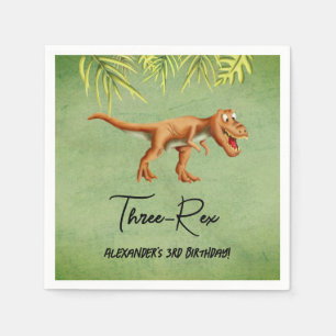 Dinosaur T Rex Dritter Geburtstag Serviette
