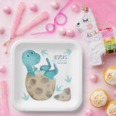 Dinosaur T-Rex Egg Hatching Boy Baby Showdusche Pappteller (Party)