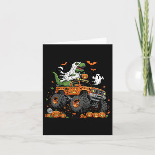 Dinosaur T-Rex fährt auf Monstertruck Halloween Mä Karte