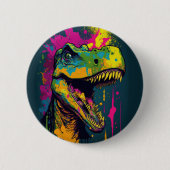 Dinosaur T Rex farbenfroh Button (Vorderseite)