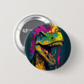 Dinosaur T Rex farbenfroh Button (Vorne & Hinten)