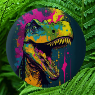 Dinosaur T Rex farbenfroh Button