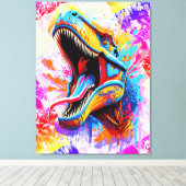 Dinosaur T-Rex - Farbenfrohe Dinosaurier Trex Leinwanddruck (Insitu (Holzboden))
