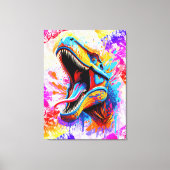 Dinosaur T-Rex - Farbenfrohe Dinosaurier Trex Leinwanddruck (Vorderseite)
