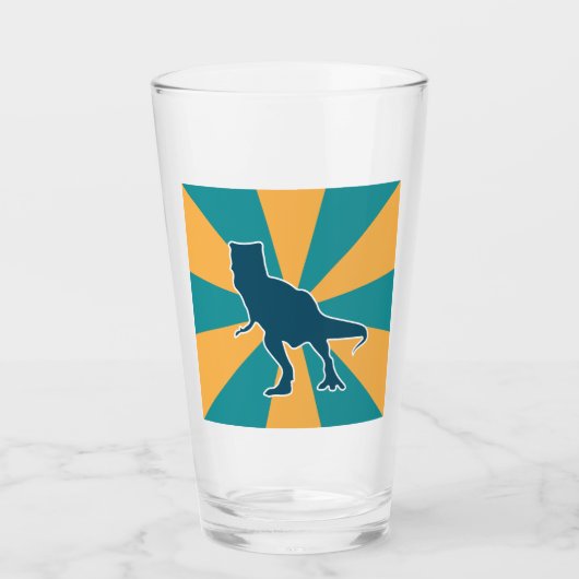 Dinosaur T-rex farbenfrohe Jurassiker Glas (Vorderseite)