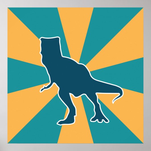 Dinosaur T-rex farbiger Cartoon Poster (Vorne)