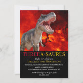 Dinosaur T Rex Fire Jurassic World Einladung (Vorderseite)