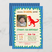 Dinosaur T REX Foto Geburtstag Einladungen (Vorne/Hinten)