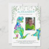 Dinosaur T Rex Foto Geburtstagsparty Einladung (Vorderseite)