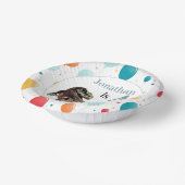 Dinosaur T Rex Geburtstag Gray Pappteller (Gewinkelt)