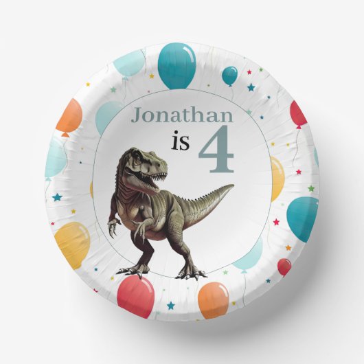 Dinosaur T Rex Geburtstag Gray Pappteller (Vorderseite)