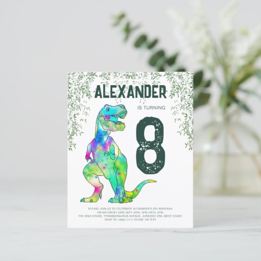 Dinosaur T-Rex Geburtstagspartbudget (Stehend Vorderseite)