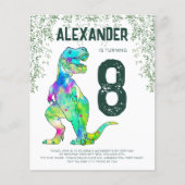 Dinosaur T-Rex Geburtstagspartbudget (Vorderseite)