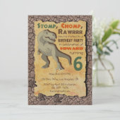 Dinosaur T-Rex Geburtstagsparty Einladung (Stehend Vorderseite)