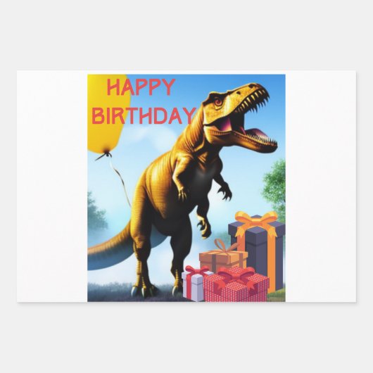 Dinosaur T-Rex Geschenkpapier Set (Vorderseite 2)