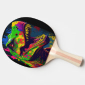 Dinosaur T Rex glücklich Tischtennis Schläger (Seitenansicht)