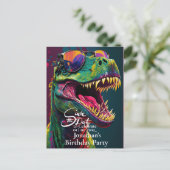 Dinosaur T-Rex Green Save the Date Postkarte (Stehend Vorderseite)