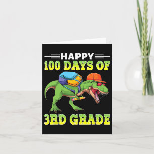 Dinosaur T Rex Happy 100 Days of 3rd Grade 100th D Karte