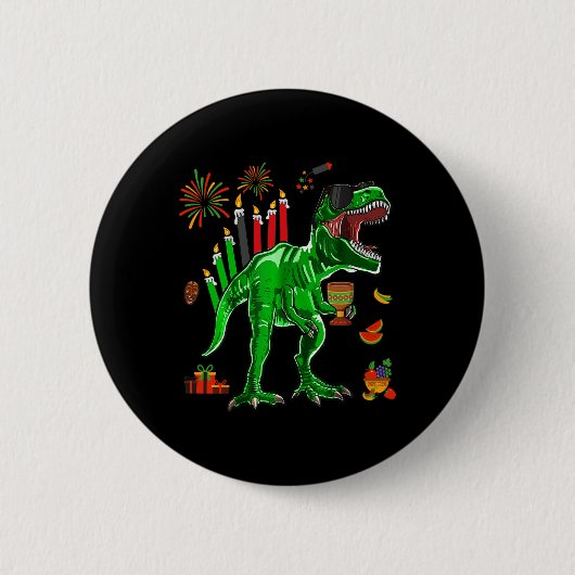 Dinosaur T-rex Happy Kwanzaa Sieben Prinzipien von Button (Vorderseite)
