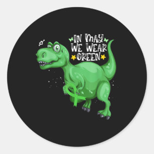 Dinosaur T-rex im Mai tragen wir grüne psychische Runder Aufkleber