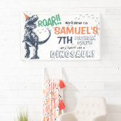 Dinosaur T-Rex in Party Hat Birthday Party Banner (Insitu)